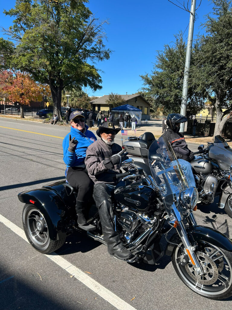 Riding with Roland Holland of Combat Veterans, retired US Army, served in Desert Storm. Veterans Day Parade. | Julie Lumpkin for Columbia City Council District Four